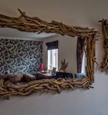 Large driftwood mirror