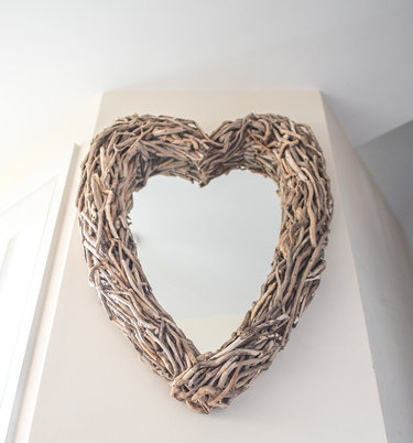 driftwood heart mirror